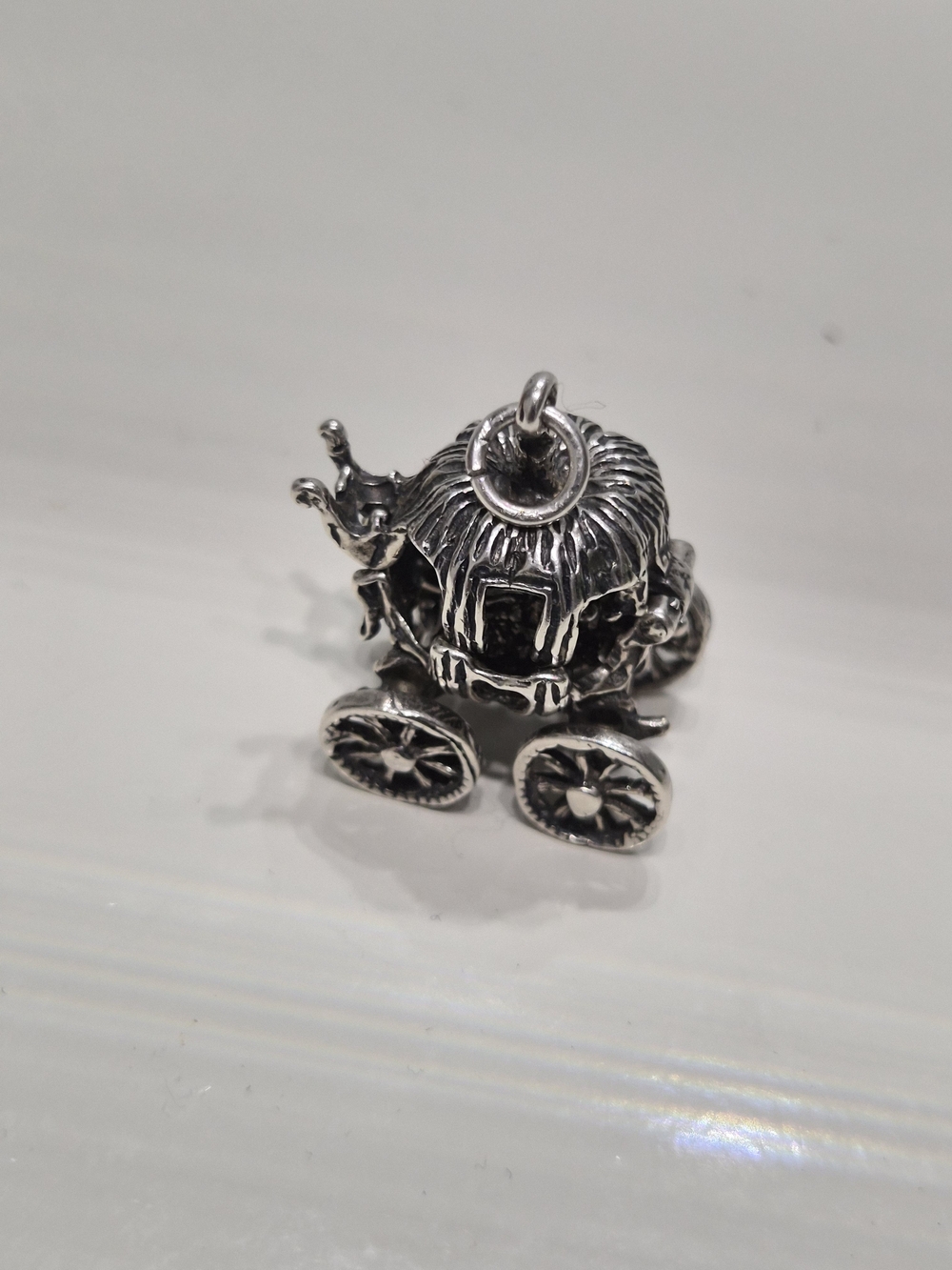 Movable Cinderella Pumpkin Carriage Sterling Silver Charm